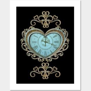 Wonderful steampunk heart with clocks and gears Posters and Art